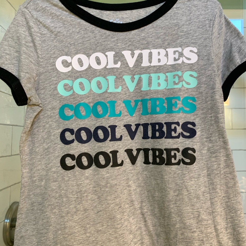 Girls Justice Grey Graphic Ring T (“Cool Vibes”)